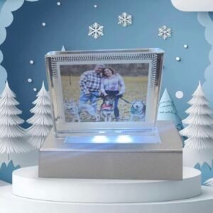 Glass photo frame with LED Base 5.9 x 7.9 Inches