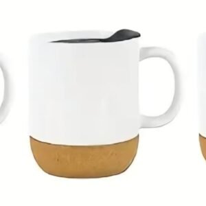 15 oz Ceramic Mug with Black Dust-proof Lid and Detachable Bamboo Bottom